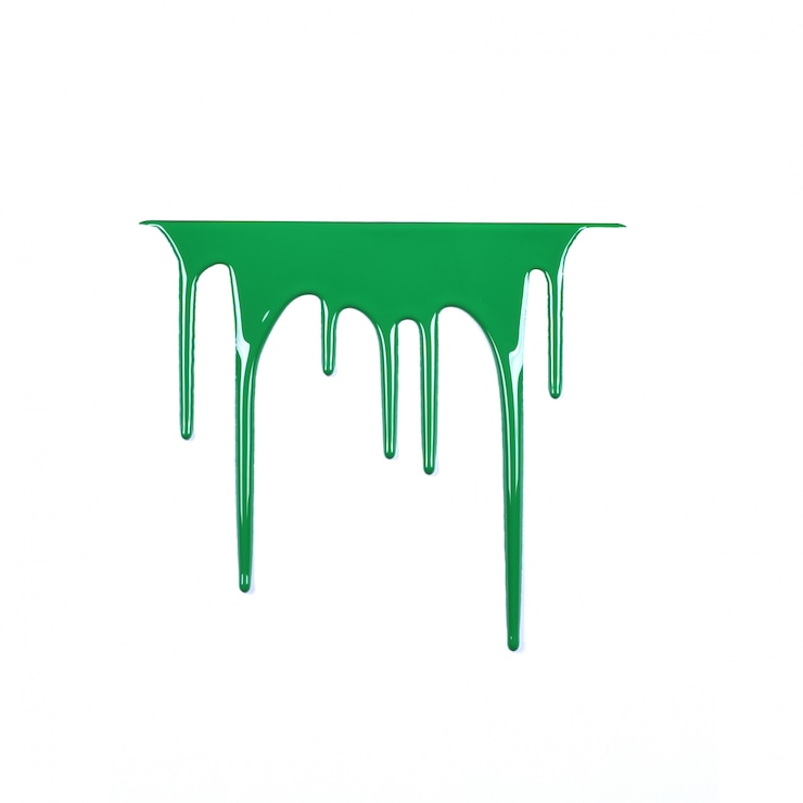 Foto pintura colorida goteando aislado sobre un fondo blanco.
