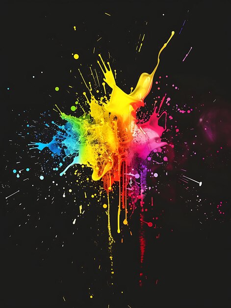 una pintura colorida de un líquido de color arco iris con un fondo púrpura