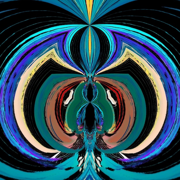 Una pintura colorida de una mujer con una cara negra y azul.