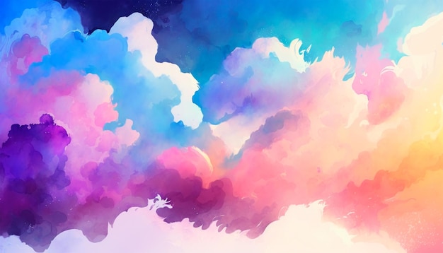 Una pintura colorida de nubes.