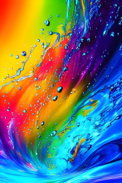 Una pintura colorida con la palabra arco iris en ella