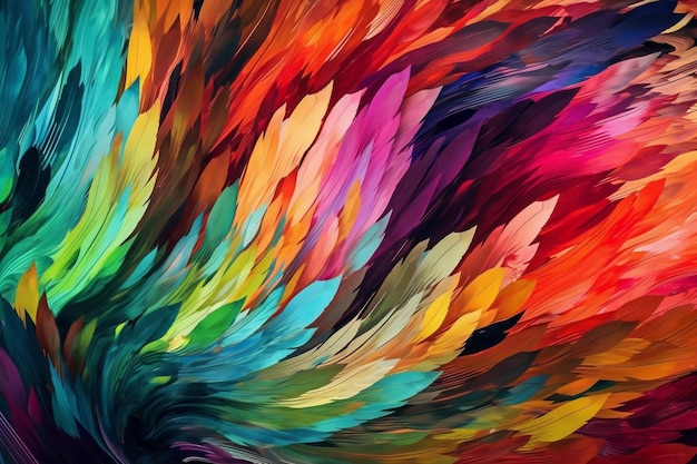 Una pintura colorida de las plumas de un pájaro