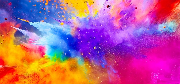 Pintura colorida voladora para la idea del festival holi para fondo o banner generado por IA