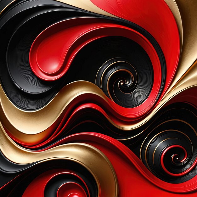 Pintura com estilo de red black gold swirls