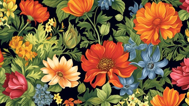 Pintura com flores conceito botânico cartão floral impressão para impressão