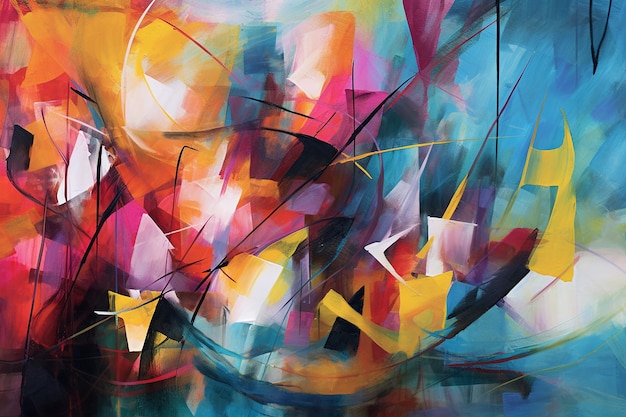 Una pintura de una composición abstracta colorida por persona