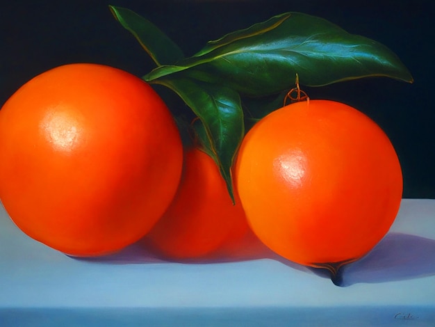 Pintura con mandarina 3d 4k download de imagem