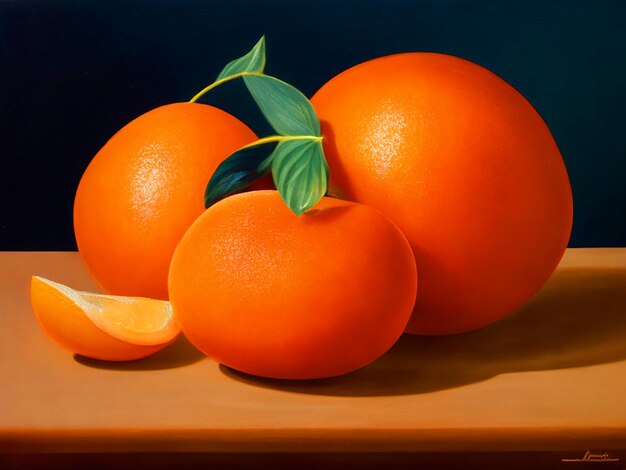 Pintura con mandarina 3d 4k download de imagem