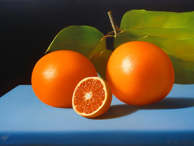 Pintura con mandarina 3d 4k download de imagem