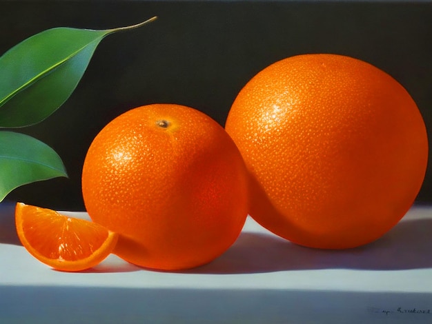 Pintura con mandarina 3d 4k download de imagem
