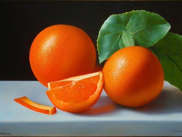 Pintura con mandarina 3d 4k download de imagem