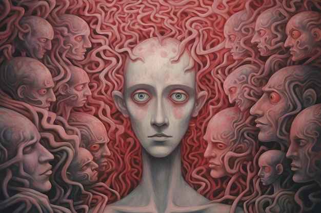 Foto pintura conceitual representando esquizofrenia ou doença mental semelhante