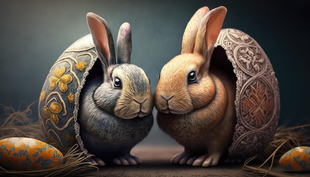 Una pintura de conejos con las palabras 'el conejo'