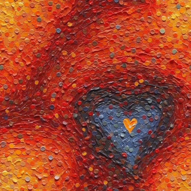 pintura de un corazón con un centro azul rodeado de círculos generativo ai