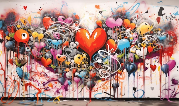 Una pintura de un corazón con la palabra amor en él