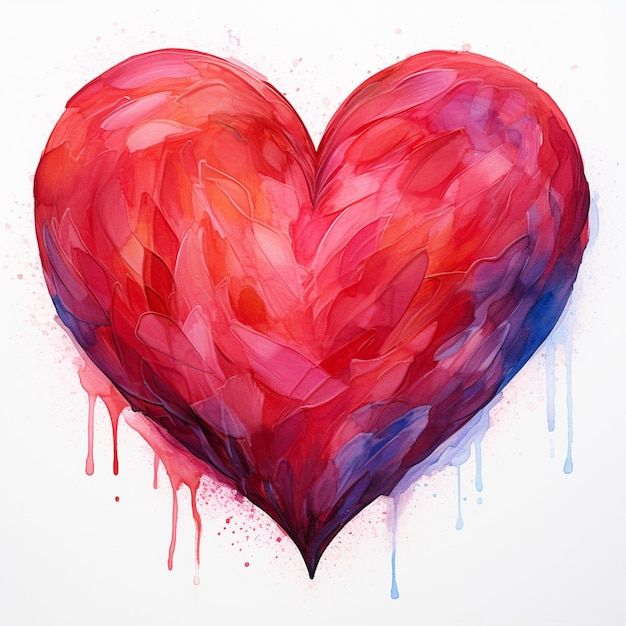 pintura de un corazón rojo con un efecto de pintura goteante generativa ai