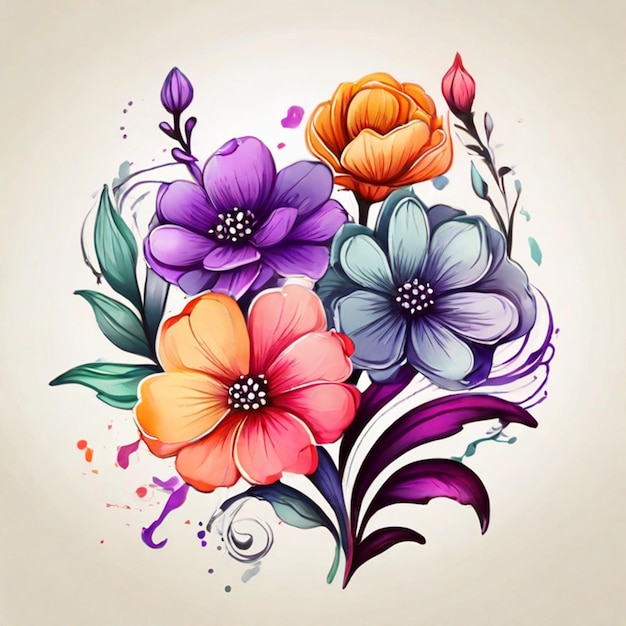 Pintura creativa de flores generada por Ai