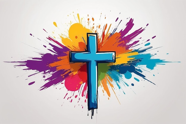 Foto pintura de cruz religiosa de colores