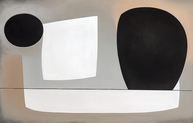 Una pintura de un cuadrado blanco con un rectángulo en blanco y negro.