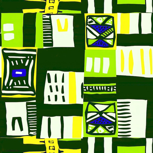 una pintura de un cuadrado con un fondo amarillo y verde
