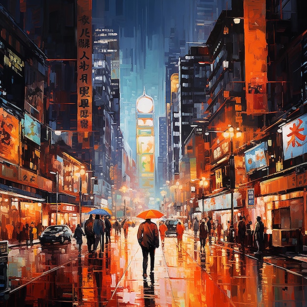 Foto pintura da cidade de hong kong