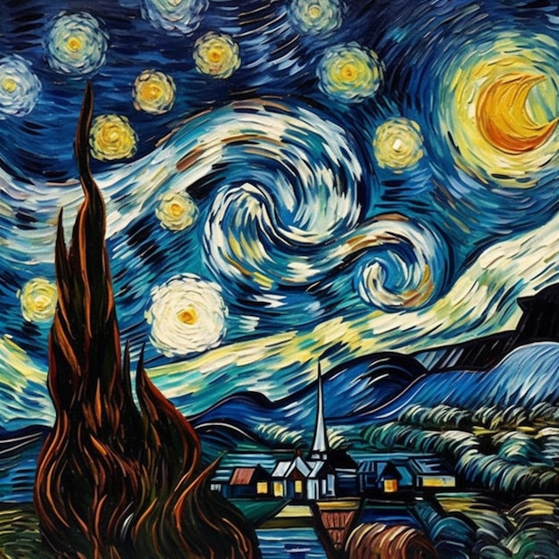 pintura da noite estrelada do artista mark van gogh generative ai