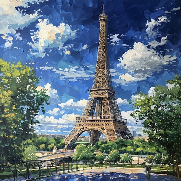 Pintura da Torre Eiffel em Paris