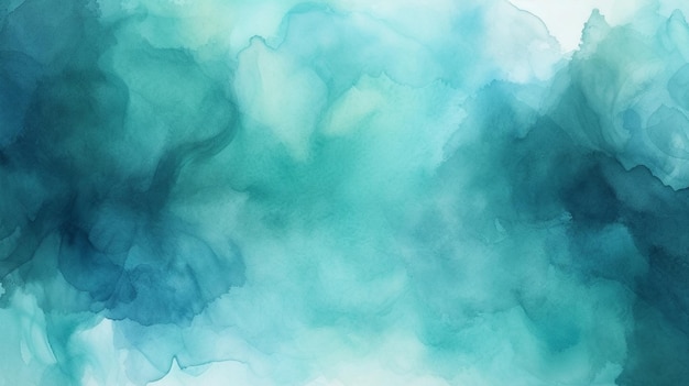 Pintura de aquarela abstrata de fundo de cor azul e verde com textura fluida líquida para o fundo