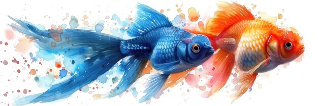 Pintura de aquarela de peixe bonito