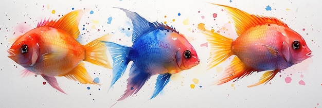 Pintura de aquarela de peixe bonito