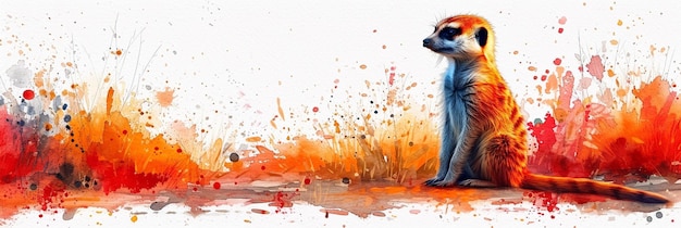 Pintura de aquarela de suricata bonita