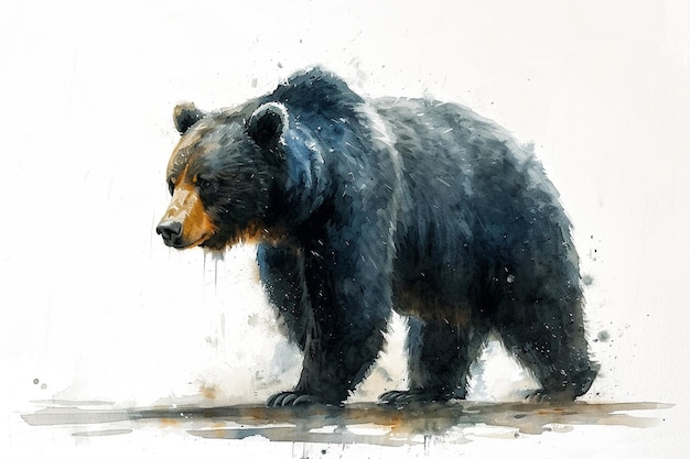 Pintura de aquarela de urso bonito