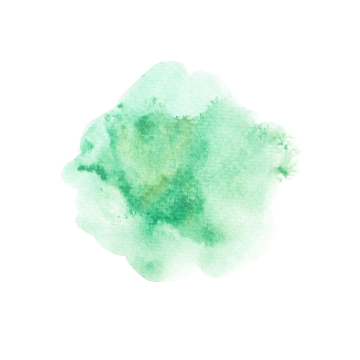 pintura de aquarela verde de pincel isolada em branco