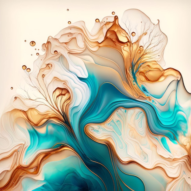 Pintura de arte fluida abstrata de luxo natural em álcool Ilustração AI Generative