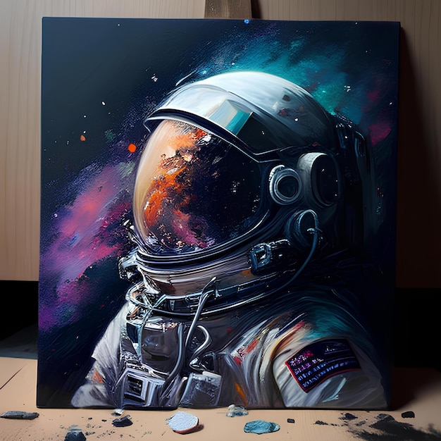 pintura de astronautas no espaço aquarela