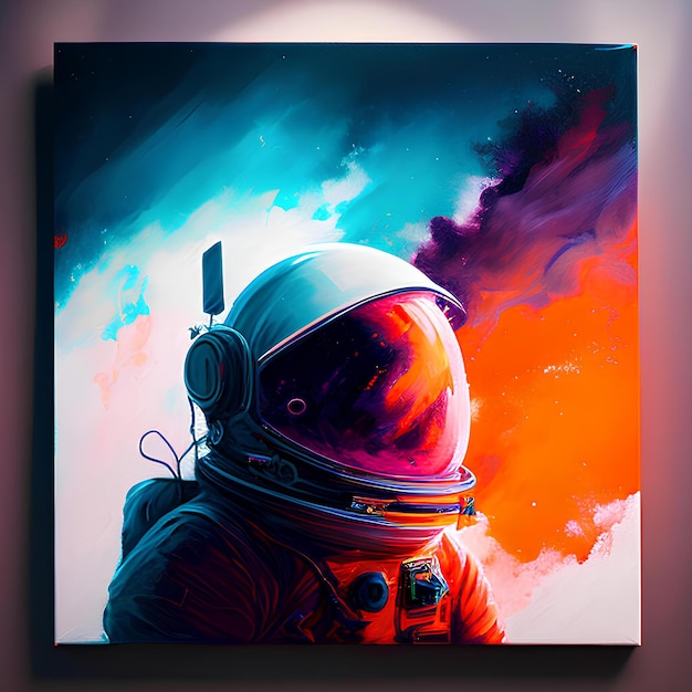 Foto pintura de astronautas no espaço aquarela