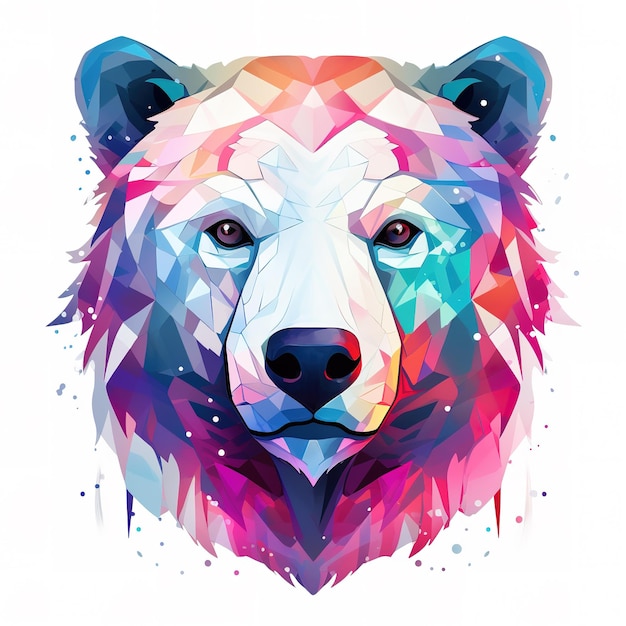 Foto pintura de cabeça de urso polar em um fundo limpo png para sublimação impressão t-shirt design clipart dtf dtg impressão animais selvagens ilustração generative aix9