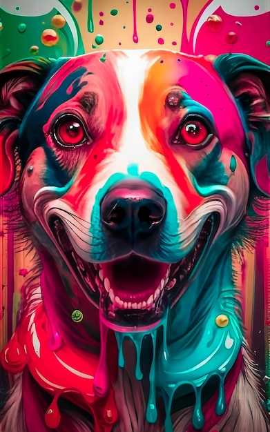 Pintura de cães coloridos com IA gerativa