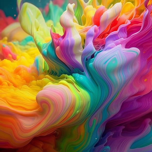Pintura de cores brilhantes gira em uma tigela de água generativa ai
