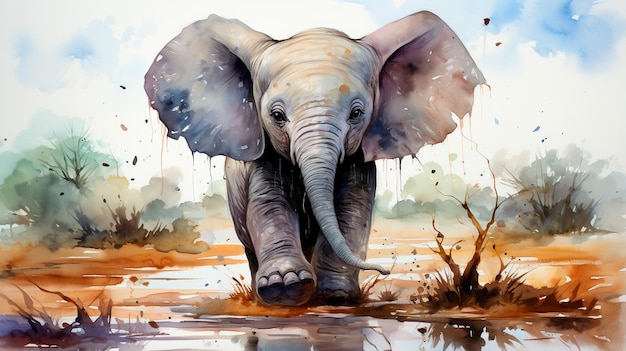 pintura de elefante pintura em aquarela pintura à mão