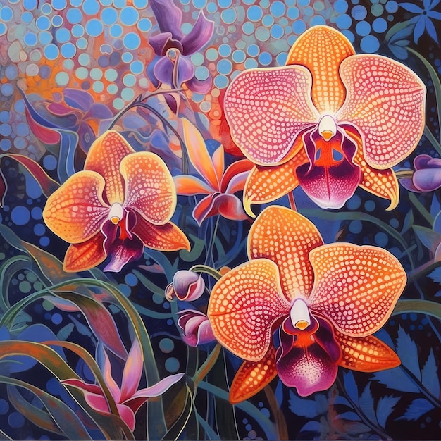 pintura de flor de orquídea ai generativa