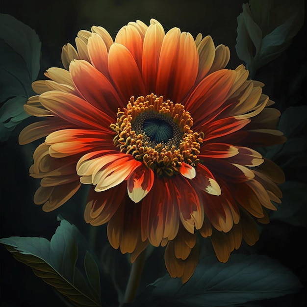 Pintura de flores ou imagem com detalhes criativos e cores AI