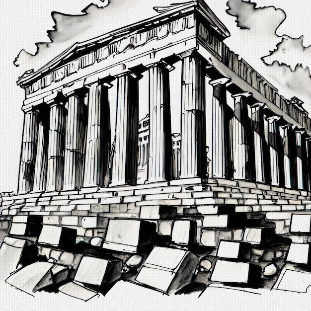 Pintura de fotos gratuitas da Acrópole de Atenas