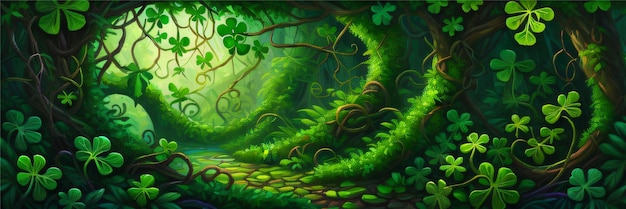 Foto pintura de fundo da selva de uma cena da selva com uma planta verde e uma folhagem verde novo ai generativo