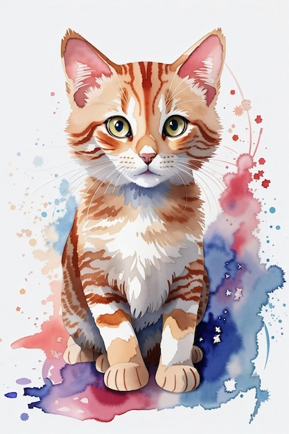 Pintura de gato fofo