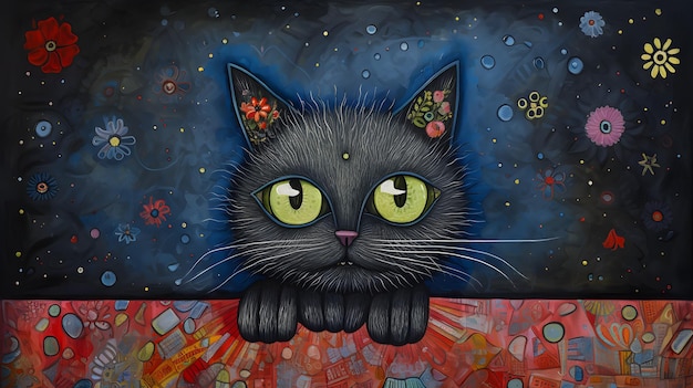 pintura de ilustração de gato