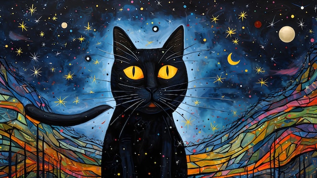 pintura de ilustração de gato