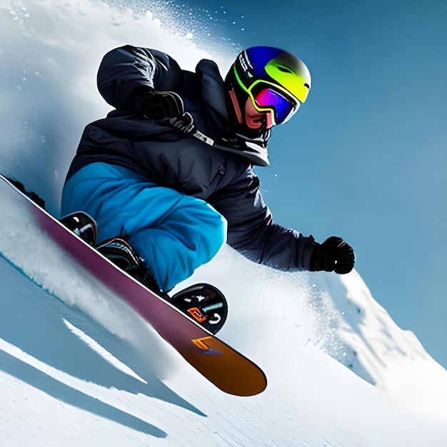 pintura de ilustração de snowboard em fundo branco O homem snowboarder fazendo um truque