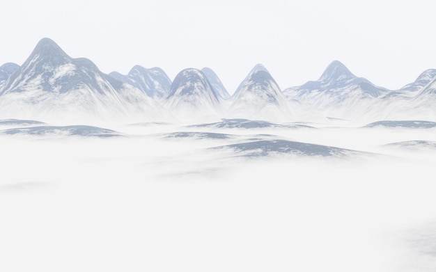 Pintura de lavagem de tinta de renderização 3d de montanhas