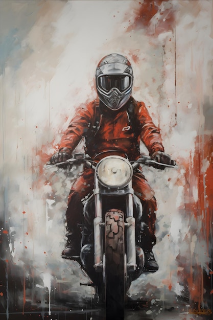 pintura de motocicleta motor vermelho AI gerado